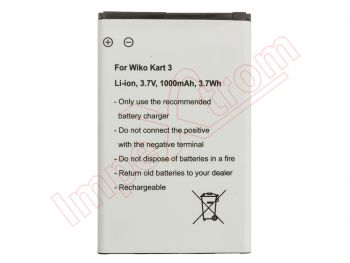 Batería Wiko Kar 3 - 1000mAh / 3.7V / 3.7WH / Li-ion